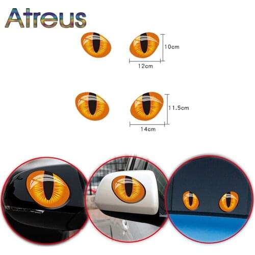 Atreus 3D Cat Eyes Car Stickers Truck Head Rearview Mirror Window stickers for Toyota Corolla RAV4 Subaru Chevrolet Cruze Aveo