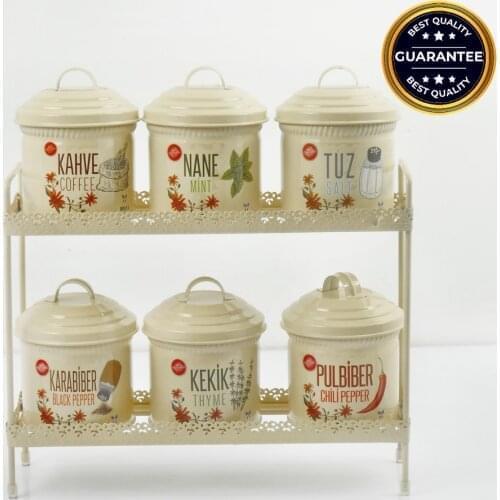Kitchen Home Decoration Metal Floral Spice Jar Set Container With Lids Cookie Jar Salt and Pepper Tin