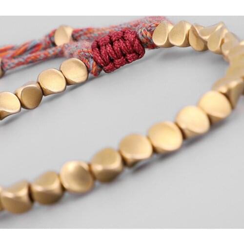 40GB Handmade Tibetan Copper Bead Bracelet Buddhist Braided Cotton Luck Rope Bracelet for Protection Good Luck Success Amulet