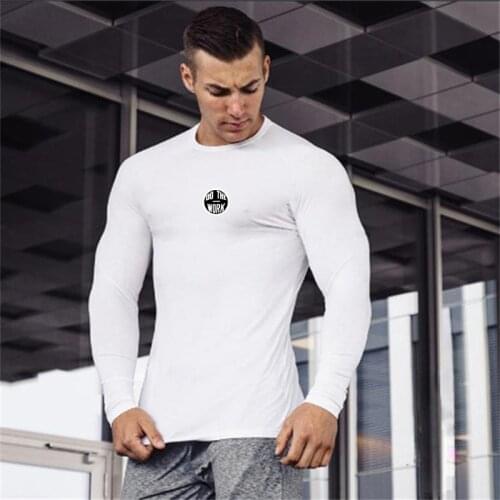 Muscleguys Brand Gym Clothing Fitness Running T-shirt Men Compression Skinny Bodybuilding T shirt Long Sleeve Sports Tee Tops