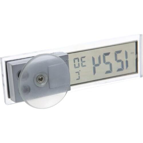 Mini 2 in 1 LCD Digital Auto Car Truck Clock Thermometer with Suction Cup