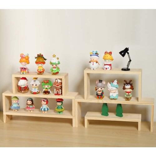 Wooden Display Stand Makeup Organizer Perfume Storage Rack Doll Toys Car Figurine Display Stand Ladder Shelf Store Display Tools