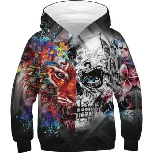 Cool Boys Girls Print Hoodies Teens Spring Autumn Outerwear Kids Hooded Sweatshirt Clothes Children Long Sleeve Pullover Tops
