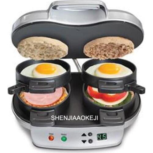 DIY Home use Hamburg machine Multifunction Electric baking pan sandwich machine Double tray breakfast machine 220V 1PC