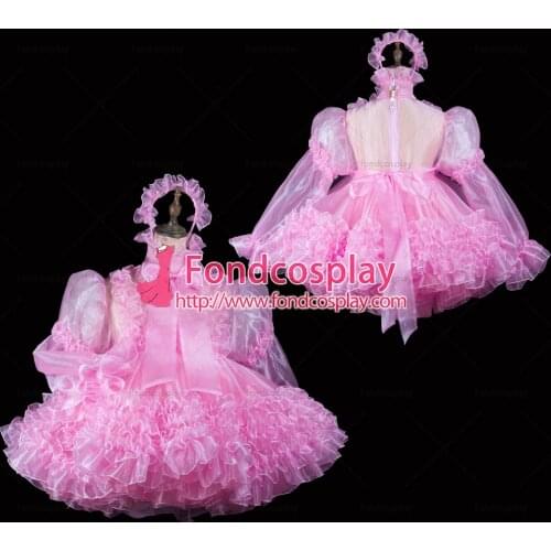 Sissy maid satin dress lockable Uniform cosplay costume Tailor-made[G2417]