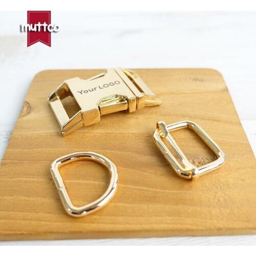 Metal buckle+adjust buckle+D ring/set) DIY puppy collar gold 2.5cm zinc alloy personalized buckle engrave LOGO dog name