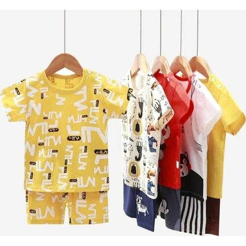 2021 New Toddler Kids Short Sleeve Clothes Set Summer Cotton Baby Boys Girls Shorts T-shirts Pants 2pcs Childrens Clothing Sets