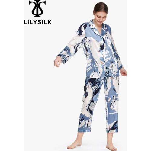 LilySilk Silk Pajama Set For Women Printed Luxury Natural Free Shipping
