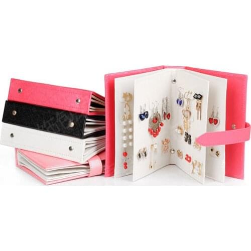 Fashion Portable Earrings Ear Studs Jewelry Show Leather Jewelry Display Photo album Rack Stand Organizer Holder for necklaces