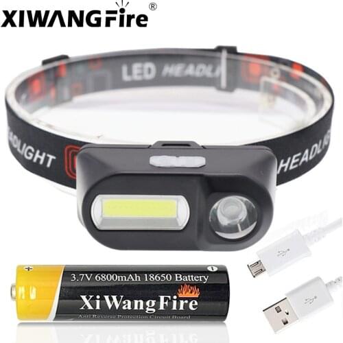 ZHIYU Portable Mini XPE+COB LED Headlamp USB Rechargeable Camping Head Lamp Fishing Headlight Running Flashlight Headlight Torch