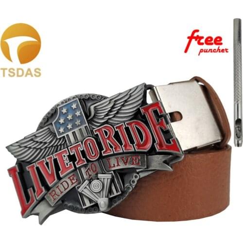 LIVE TO RIDE Metal Belt Buckle for 4cm Width Belt 3D Mens Punk Belt Buckle Clothing Jeans Accessories