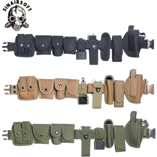 SINAIRSOFT Outdoor Designer Men Belts Multi-function Tactical Belt Security Police Guard Utility Kit Nylon Glock Holster Ipsc
