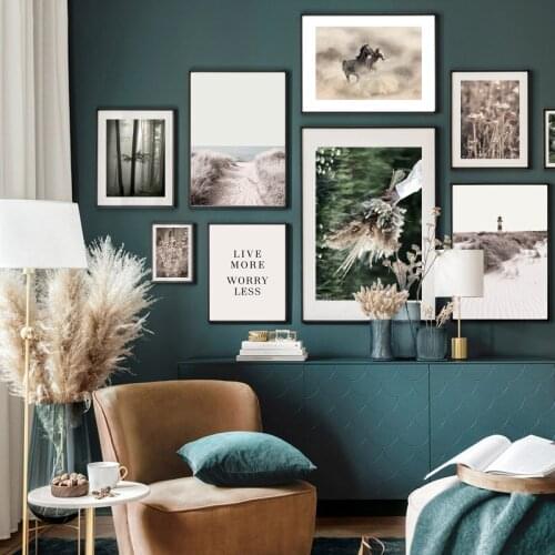 Scandinavian Landscape Canvas Painting Lake Horse Desert Grass Nordic Poster Print Living Room DecorWall Art Picture Modern