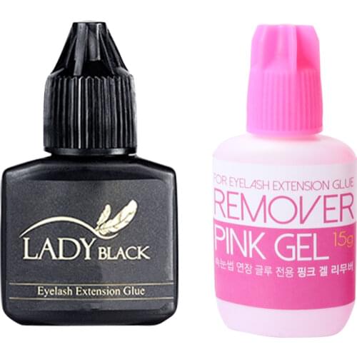 10ml Black Strong Lady Black Glue and 15g Gel Remover for Eyelash Extension Use Only Imported from Korea