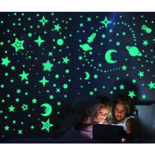 Luminous Wall Sticker 3D Stars Dots Moon Universe Kids Room Bedroom Home Decoration Decal Glow In The Dark DIY Bubble Stickers