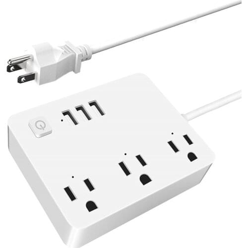 1.5m Power Strip With USB,Plug Extension Cord With 3 USB Ports,Braided Cord,Small Travel Power Strip For Desktop Home Office