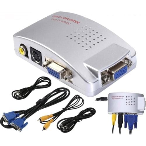 Universal PC NTSC PAL VGA to TV Composite Video RGB Converter AV RCA SVideo Signal Adapter Converter Switch Switcher Box