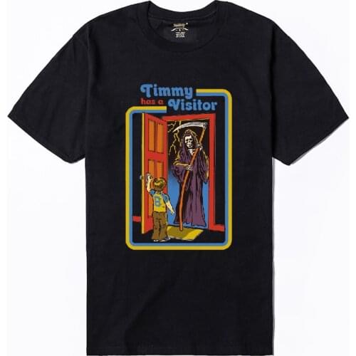 Hillbilly Vintage Mens T-shirts Cotton Short Sleeve O-neck Print Timmy Has A Visitor Cool Style Tops & Tees Fashion Clothing