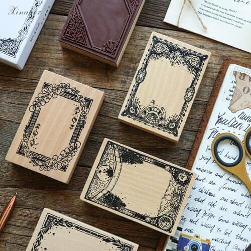 XINAHER Vintage Plant border label stamp DIY wooden rubber stamps for scrapbooking stationery scrapbooking standard stamp