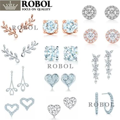 ED 09 TFB Original Sterling Silver 925 Quality Charm Stud Earrings Engraved Inscription FOR Woman Original Model Production