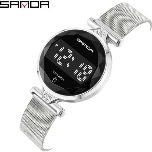 Fashion Sanda Top Brand Touch Screen Women Mesh Steel Watch Sport Waterproofwristwatches Womens Led Digital Clock Reloj Mujer