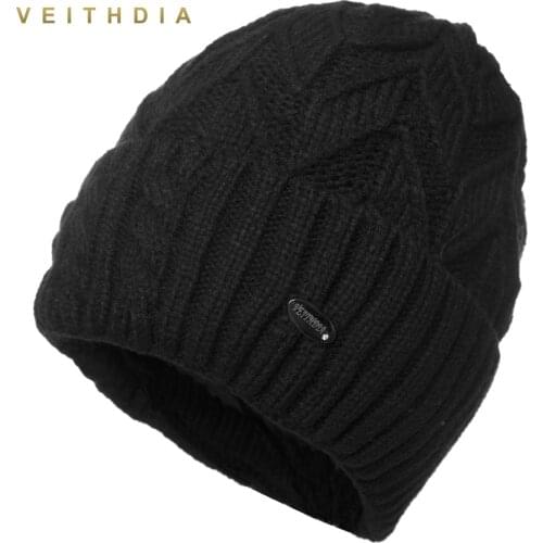 VEITHDIA Winter hats for men bilayer knitted wool cap plus velvet thicker women hat beanies for autumn men hair bonnet gorros