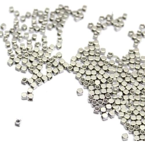 150 Pcs 2mm Stainless Steel Square Loose Beads Handmade Accessories Beading Material DIY Jewelry for making / Beading Supplies