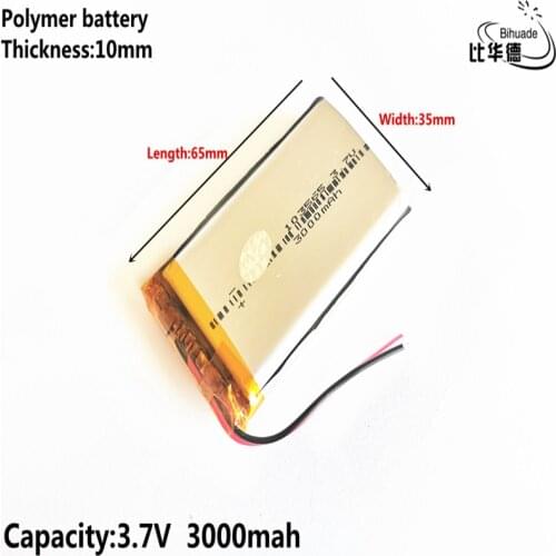 2019 Good Qulity 3.7V,3000mAH 103565 Polymer lithium ion / Li-ion battery for tablet pc BANK,GPS,mp3,mp4