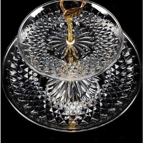 3-Plates for Fruit Transparent KTV Home Double Plastic Transparent Acrylic Plates Multi-layer Tray For Cake Delicate Lace Dish