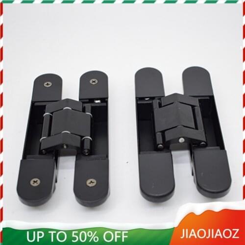 JIAOJIAOZ 3D Adjustable Hidden black Door Hinge/Zinc alloy hinge 40kg for 2 hinges Folding door hinge150*25mm