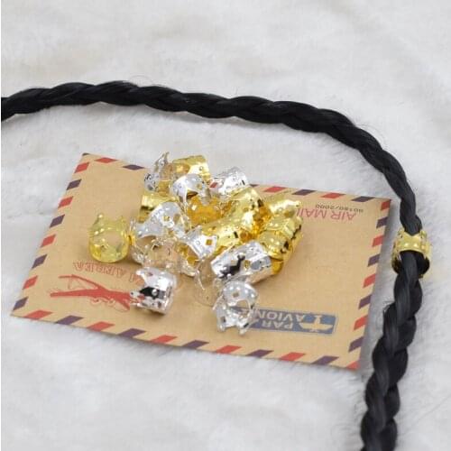New 60Pcs crown 10/12mm Plated hair braid dread dreadlock beads adjustable cuff clip 12mm hole clip hair styling diy