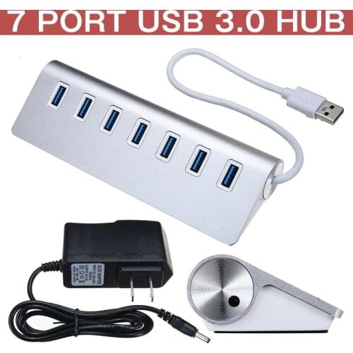 For PC Laptop Notebook Desktop 1pc Portable 7 Port USB 3.0 Hub Splitter Adapter Durable Aluminum Alloy Expander Adapters Pohiks