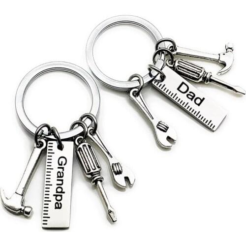 Father Key Chain Accessories, Dad Grandpa Hand Tools Keychain Daddy Key Rings Gift For Dad Fathers Day