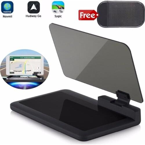 Head-up Display GPS Navigation Car Dash Mount Cell Phone Holder Reflective Film, Vehicle HUD Smartphone Holder Mount for iPhone