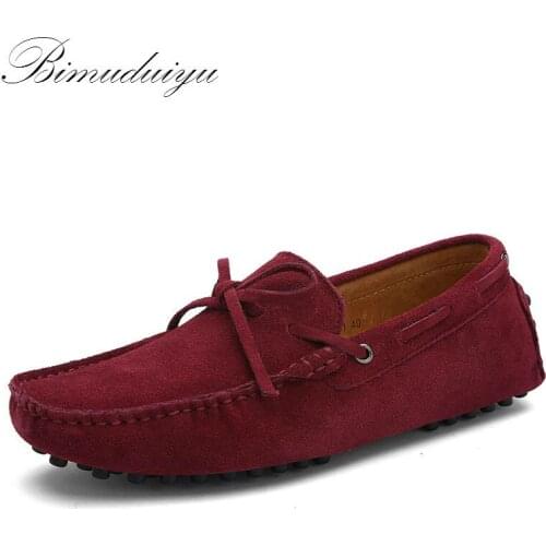 BIMUDUIYU Soft Comfortable Driving Mens Loafer Shoes Quality Brand Genuine Leather Casual Flats Classic Design Spring New Sale