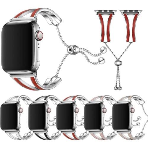 Luxury Women Stainless Steel Jewelry Style Band For Apple Watch racelet 38mm 42mm Strap For iWatch Band 40mm 44mm Series 2 3 4 5