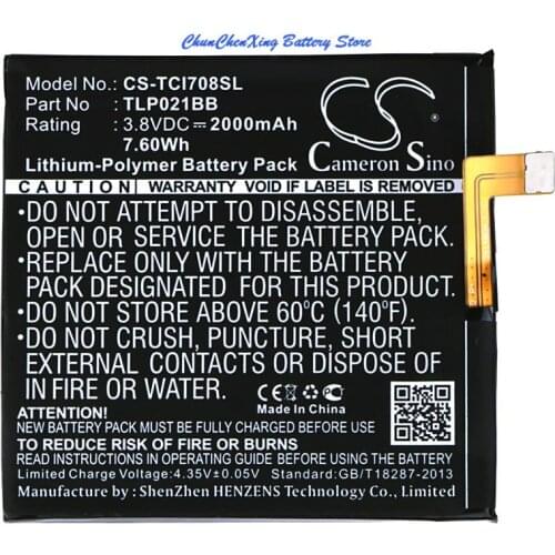 Cameron Sino 2000mAh Battery TLP021BB for TCL i708U, i709M