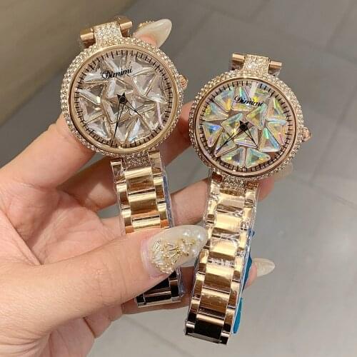 Top Brand Rotation Womens wristwatch Women Luxury Diamond Watch Fashion Bracelet Wrist Watch Ladies Large Dial With Watch Gift