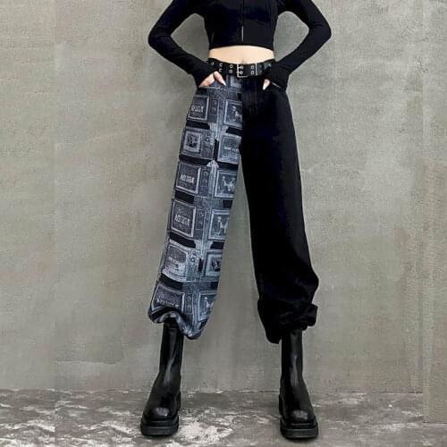 Black jeans womens high waist pants 2021 autumn new straight loose wide leg pants women hip hop streetwear trousers