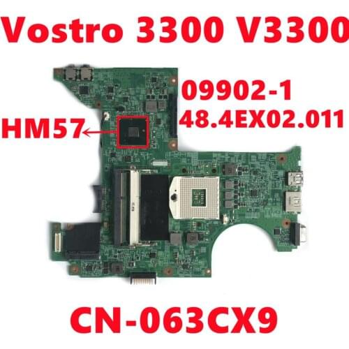 CN-063CX9 063CX9 63CX9 For Dell Vostro 3300 V3300 Laptop Motherboard 09902-1 48.4EX02.011 Mainboard HM57 DDR3 100% Fully Tested