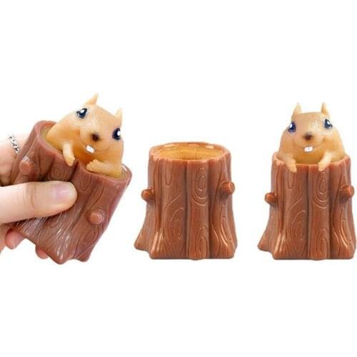 Funny Fidget Flying Mouse Cup Squeeze Toy Whole Person Antistress Evil Squirrel Pop It Mini Mouse Hand Toys for Kids Adults