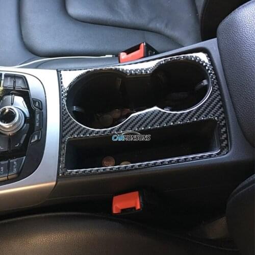 For Audi A5 A4 B8 2009-2015 Carbon Fiber Trim Cup Holder Decorative Frame Decal Cover Sticker Cover Car Styling