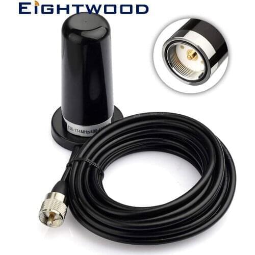 Eightwood Dual Band VHF UHF 136-174 400-470MHz NMO Mount Antenna PL259 Male Aerial for Car Truck Amateur Radio Marine VHF Radio