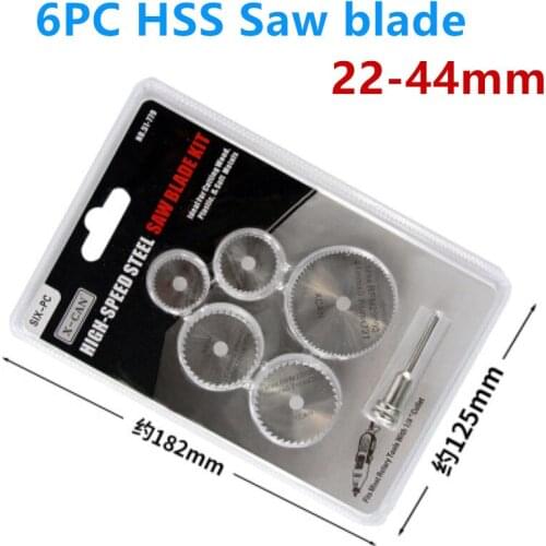 6PC 22-44mm High Speed Steel Ultra-thin Small Saw Blade Packaging Plastic Electric Grinder Blister Kit