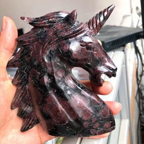 Fireworks Garnet Unicorn Quartz Carved Gemstones Animal Natural Stones Minerals Crystals Healing Home Decorations