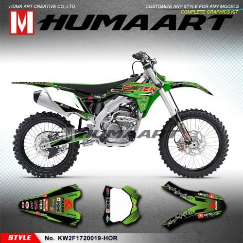 HUMAART Personalised Vinyl Decals Motocross Graphics Stickers Self Adhesives for KXF 250 2017 2018 2019 2020, Green Red