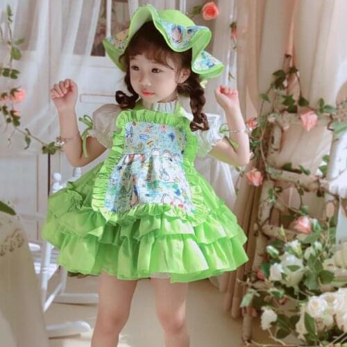 4Pcs Baby Girl Llolita Dress Teen Spanish Dresses Children Birthday Eid Party Ball Gown Kids Spain Boutique Clothes Available