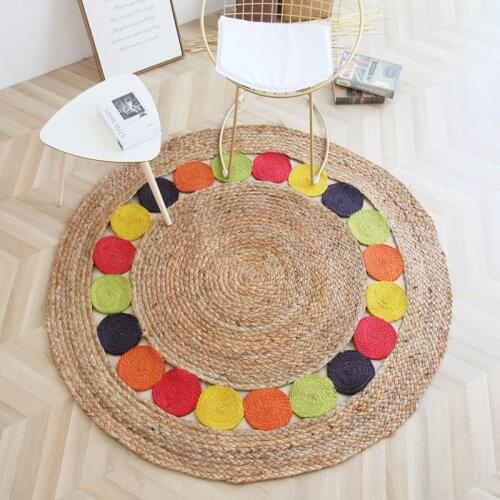 1m circle jute rug for bedroom living room round area rugs Japanese and Korean Home decorative tatami wovern carpet