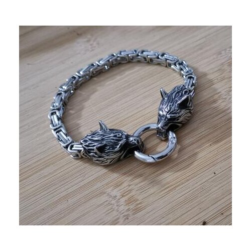 Lanseis 1pcs stainless steel viking wolf head bracelet