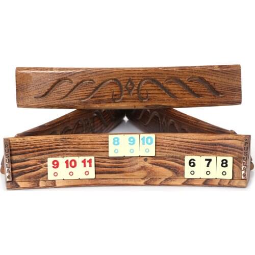 Oval carved handmade Solid Wood 2-4 person Unisex Rummy Rummikub board game set